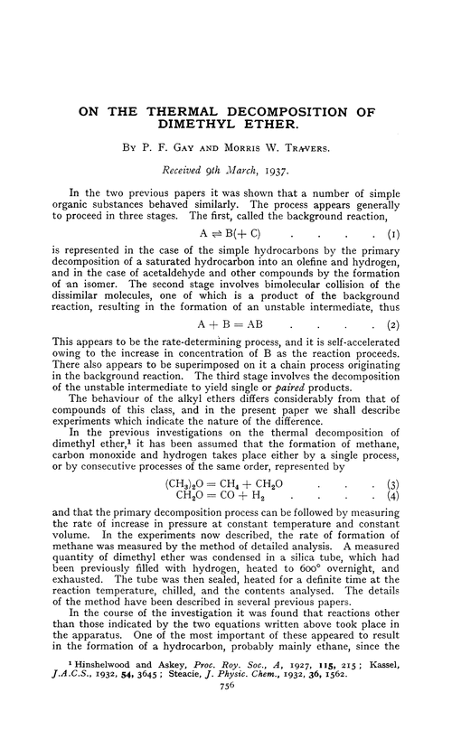 On the thermal decomposition of dimethyl ether