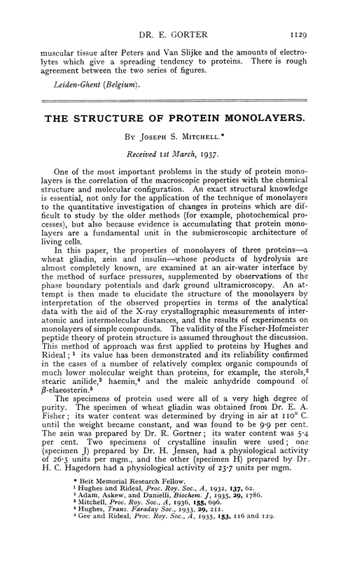 The structure of protein monolayers