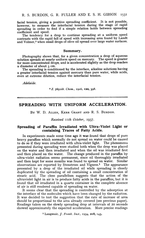 Spreading with uniform acceleration