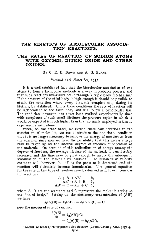 The kinetics of bimolecular association reactions. The rates of reaction of sodium atoms with oxygen, nitric oxide and other oxides