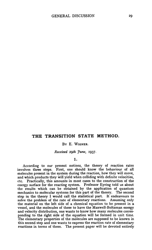 The transition state method