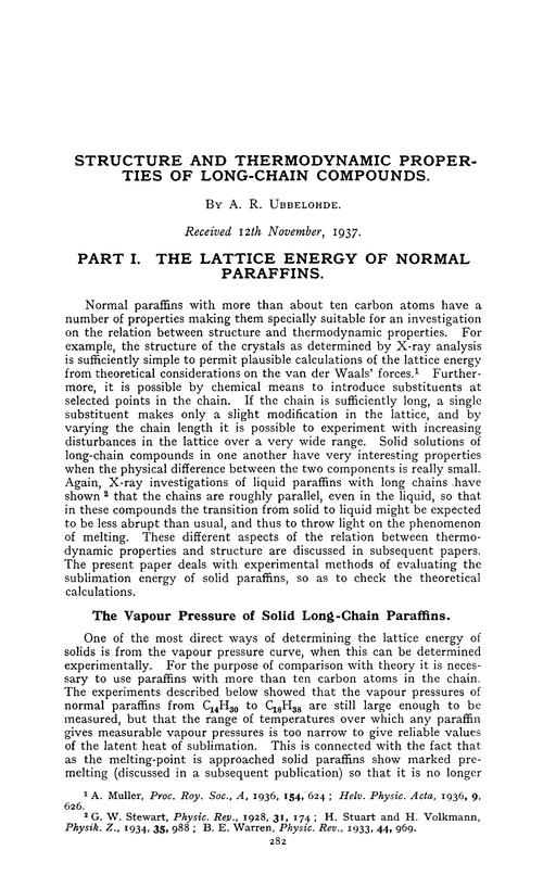 Structure and thermodynamic properties of long-chain compounds