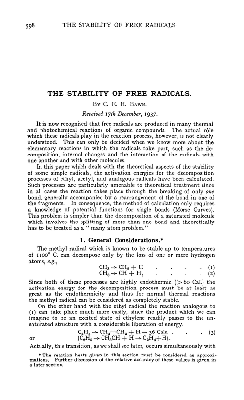 The stability of free radicals