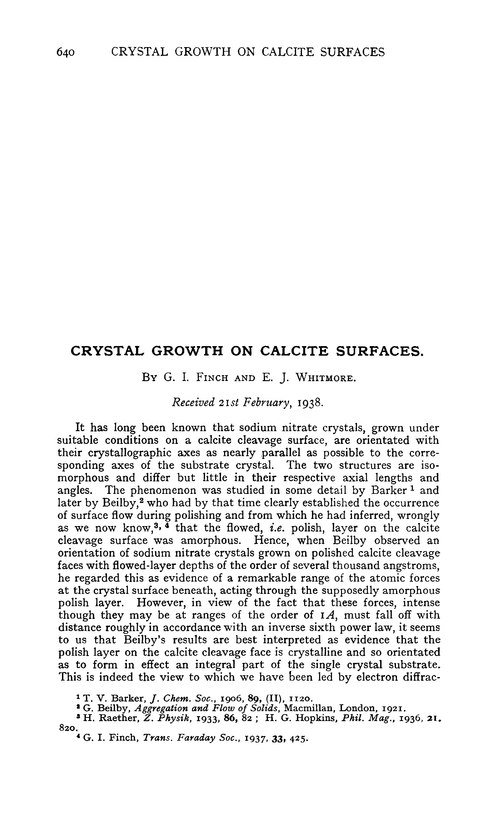 Crystal growth on calcite surfaces