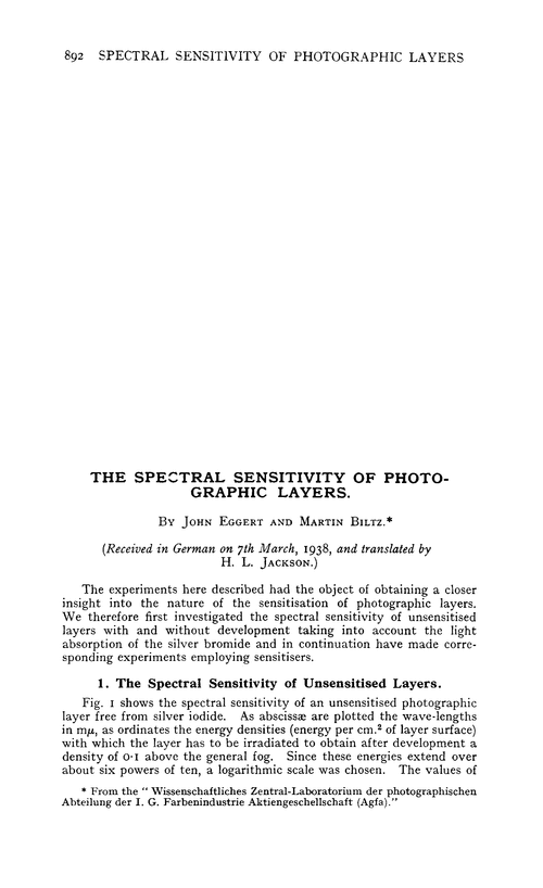 The spectral sensitivity of photographic layers