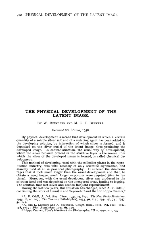 The physical development of the latent image