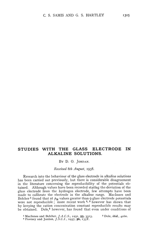 Studies with the glass electrode in alkaline solutions