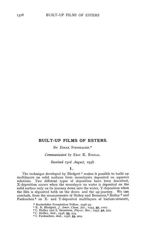 Built-up films of esters