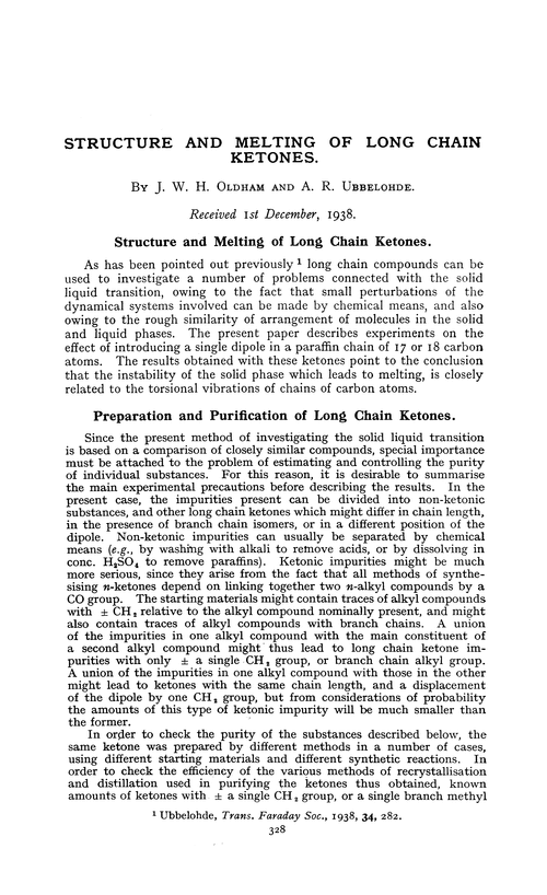 Structure and melting of long chain ketones