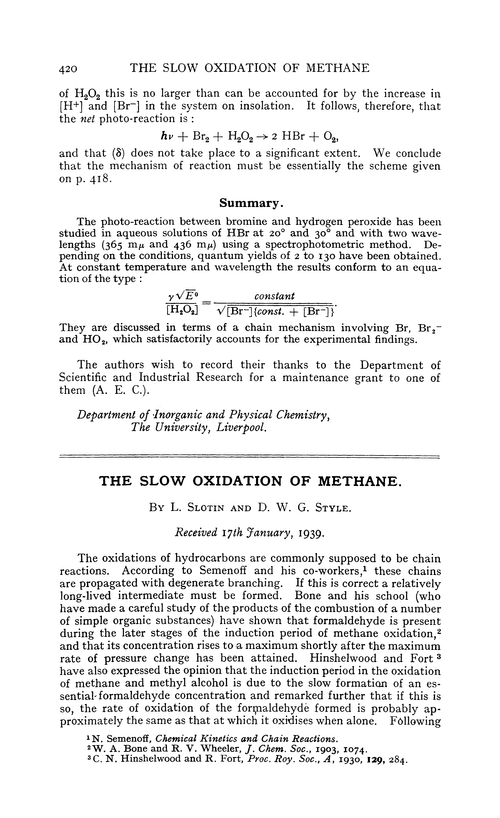 The slow oxidation of methane
