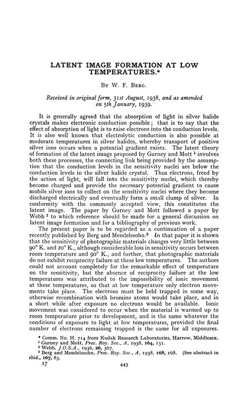 Latent image formation at low temperatures