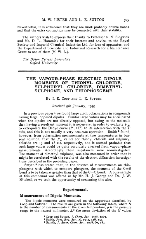 The vapour-phase electric dipole moments of thionyl chloride, sulphuryl chloride, dimethyl sulphone, and thiophosgene