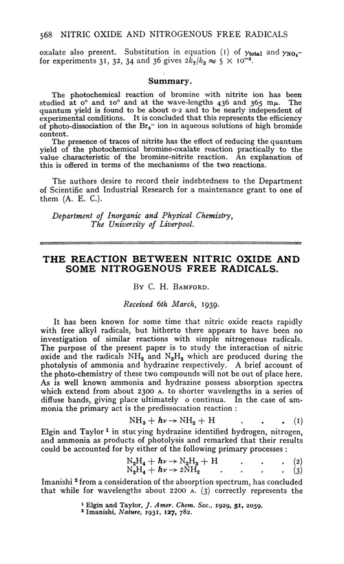 The reaction between nitric oxide and some nitrogenous free radicals