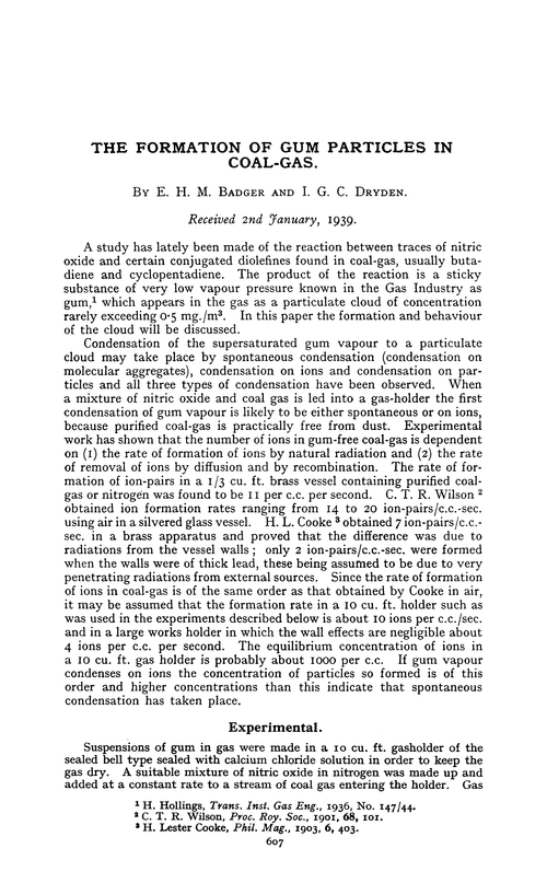 The formation of gum particles in coal-gas