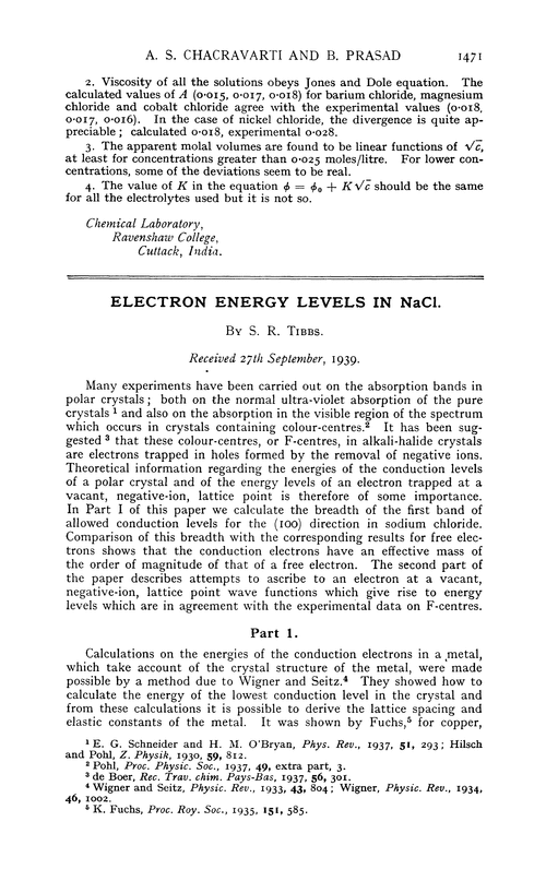 Electron energy levels in NaCl