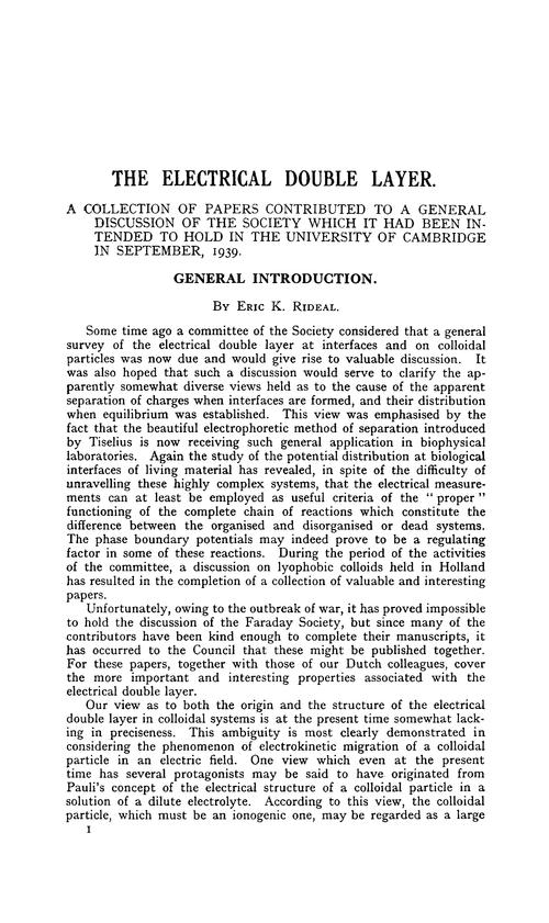 The electrical double layer