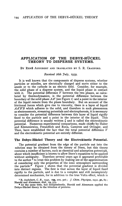 Application of the Debye-Hückel theory to disperse systems