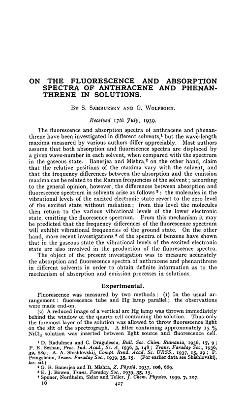 On the fluorescence and absorption spectra of anthracene and phenanthrene in solutions