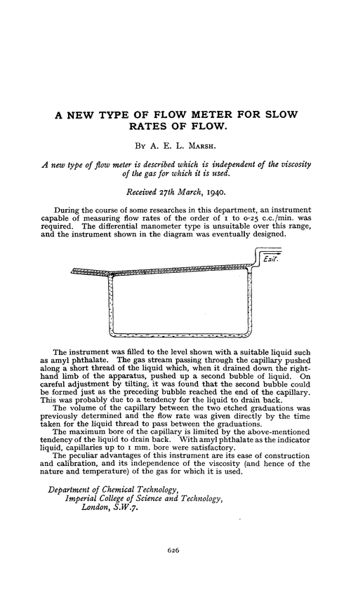 A new type of flow meter for slow rates of flow