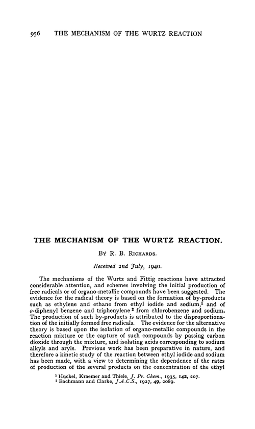The mechanism of the Wurtz reaction
