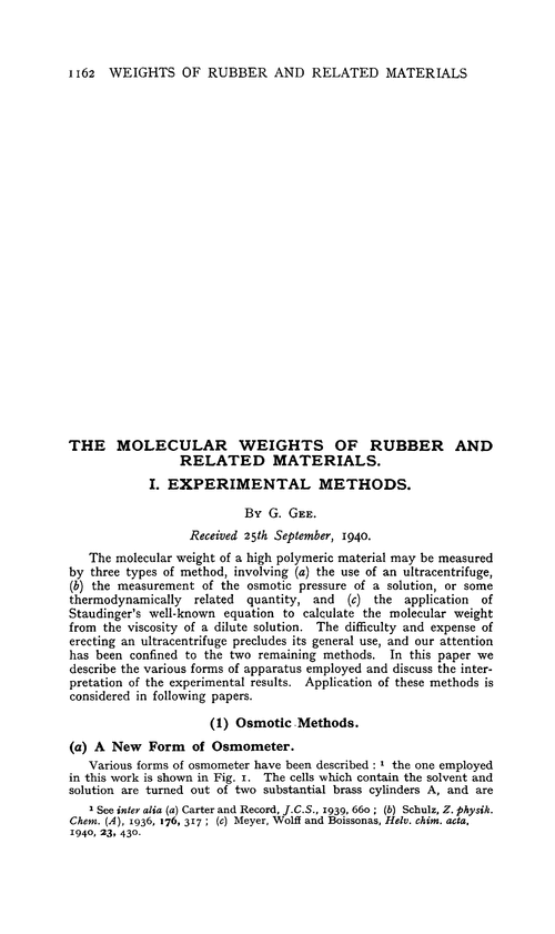 The molecular weights of rubber and related materials