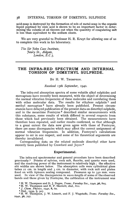 The infra-red spectrum and internal torsion of dimethyl sulphide