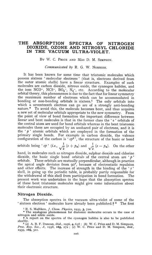 The absorption spectra of nitrogen dioxide, ozone and nitrosyl chloride in the vacuum ultra-violet