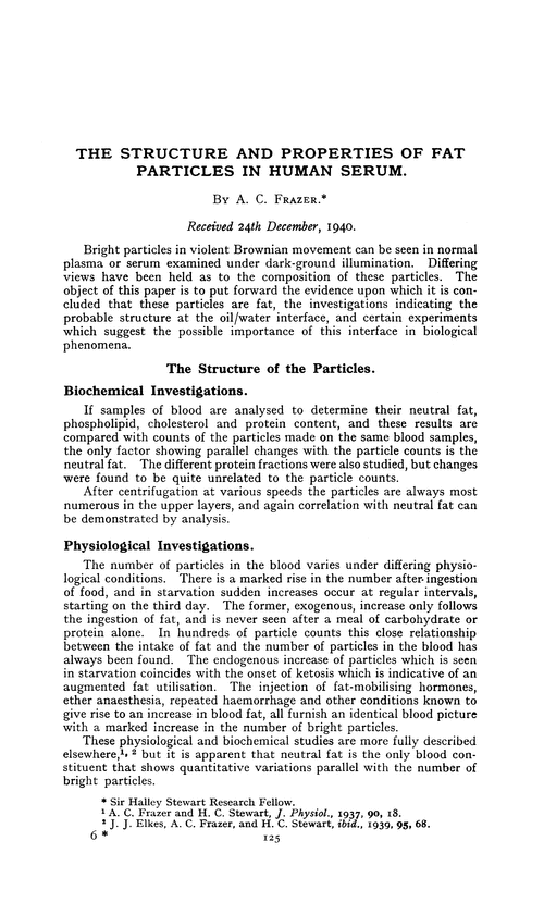 The structure and properties of fat particles in human serum