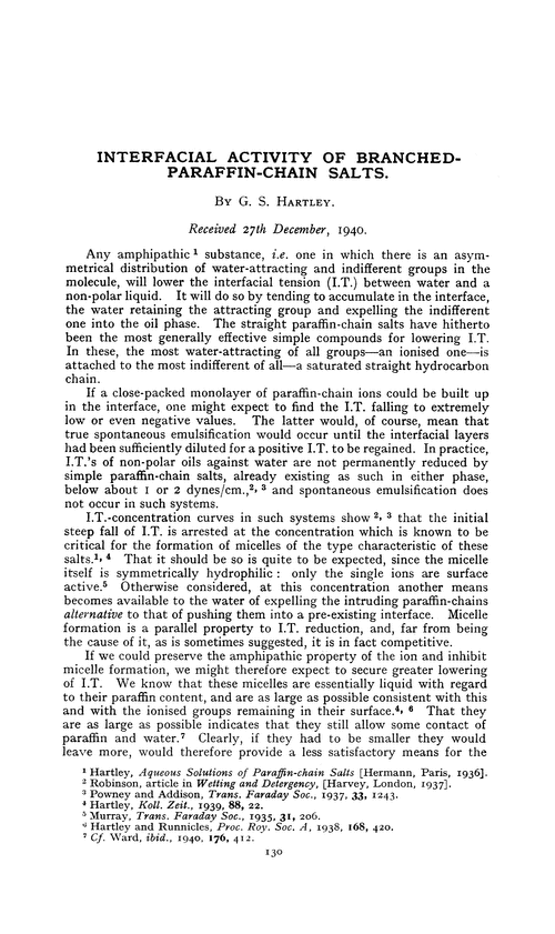 Interfacial activity of branched-paraffin-chain salts