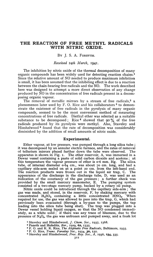 The reaction of free methyl radicals with nitric oxide