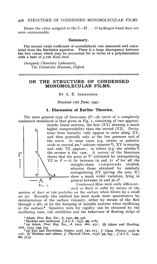 On the structure of condensed monomolecular films