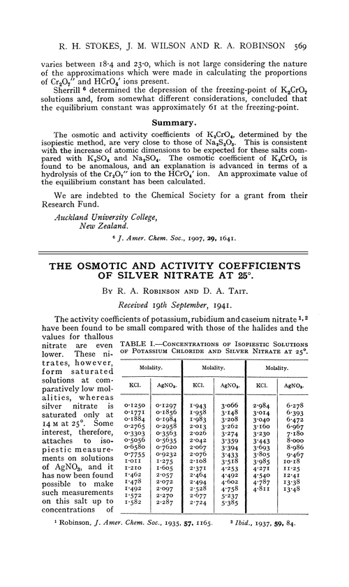 The osmotic and activity coefficients of silver nitrate at 25°