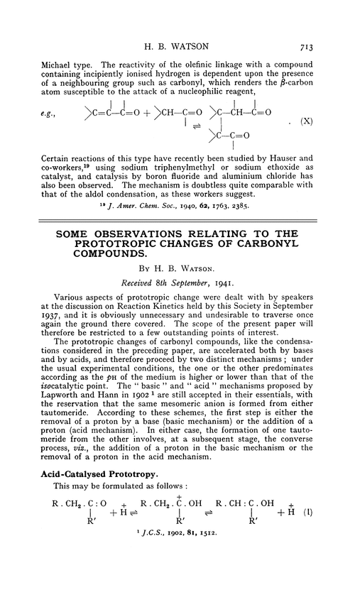 Some observations relating to the prototropic changes of carbonyl compounds