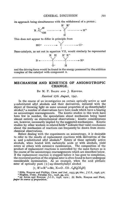 Mechanism and kinetics of anionotropic change