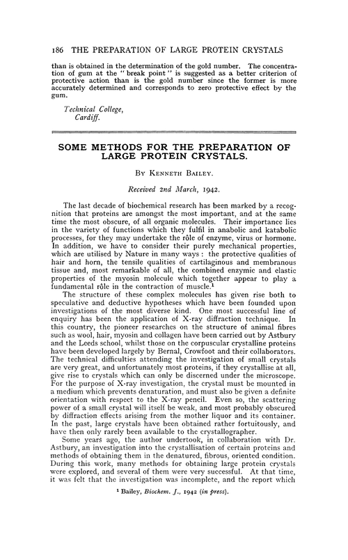 Some methods for the preparation of large protein crystals