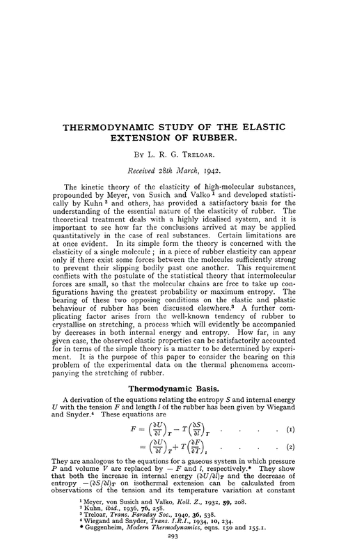 Thermodynamic study of the elastic extension of rubber