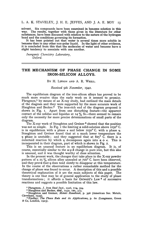 The mechanism of phase change in some iron-silicon alloys