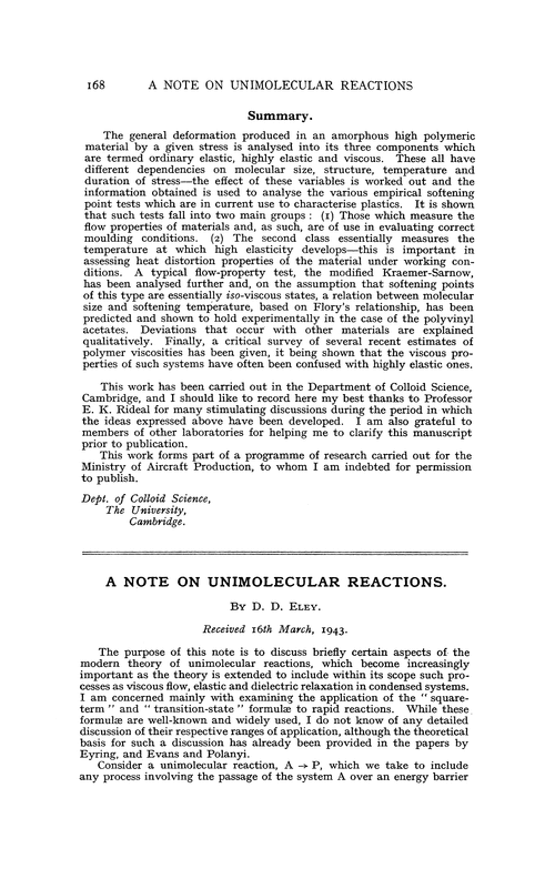 A note on unimolecular reactions