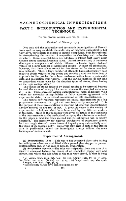 Magnetochemical investigations