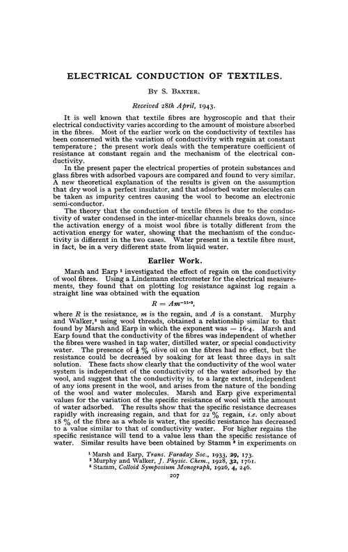 Electrical conduction of textiles