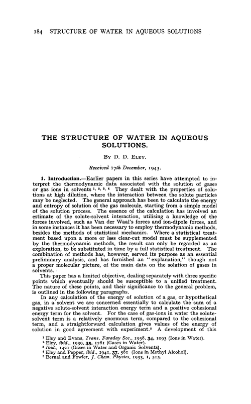 The structure of water in aqueous solutions