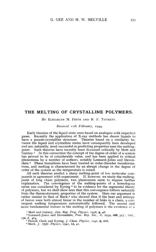The melting of crystalline polymers