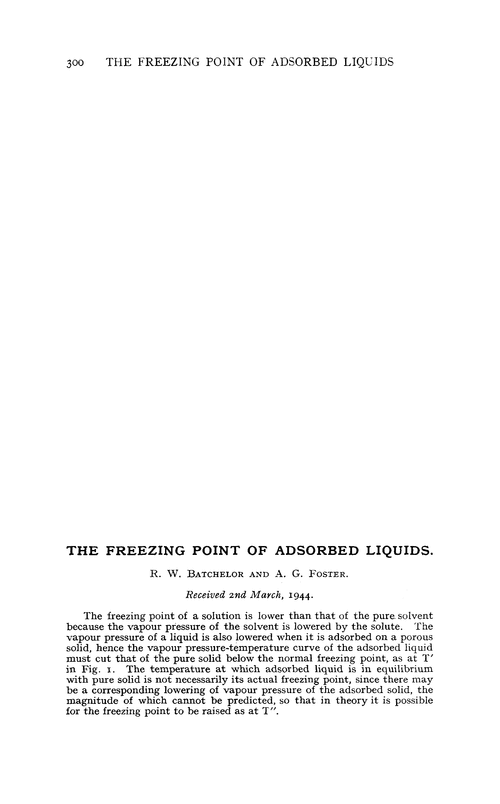 The freezing point of adsorbed liquids