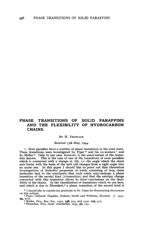 Phase transitions of solid paraffins and the flexibility of hydrocarbon chains