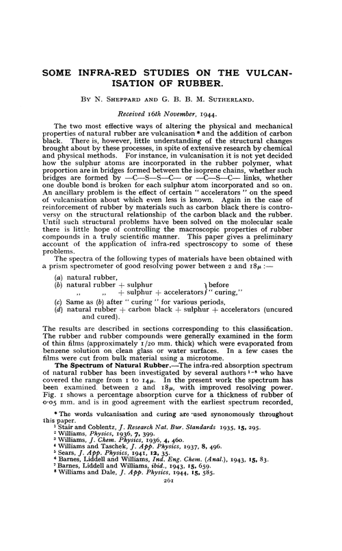 Some infra-red studies on the vulcanisation of rubber