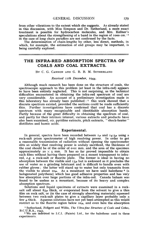 The infra-red absorption spectra of coals and coal extracts