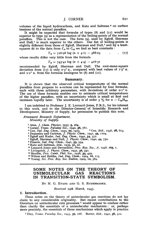 Some notes on the theory of unimolecular gas reactions in transition-state symbolism
