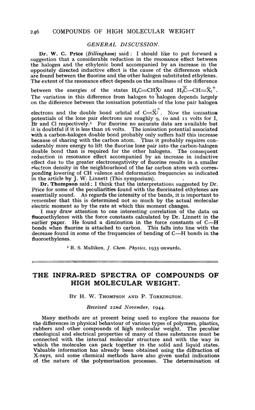 The infra-red spectra of compounds of high molecular weight