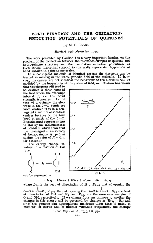 Bond fixation and the oxidation-reduction potentials of quinones