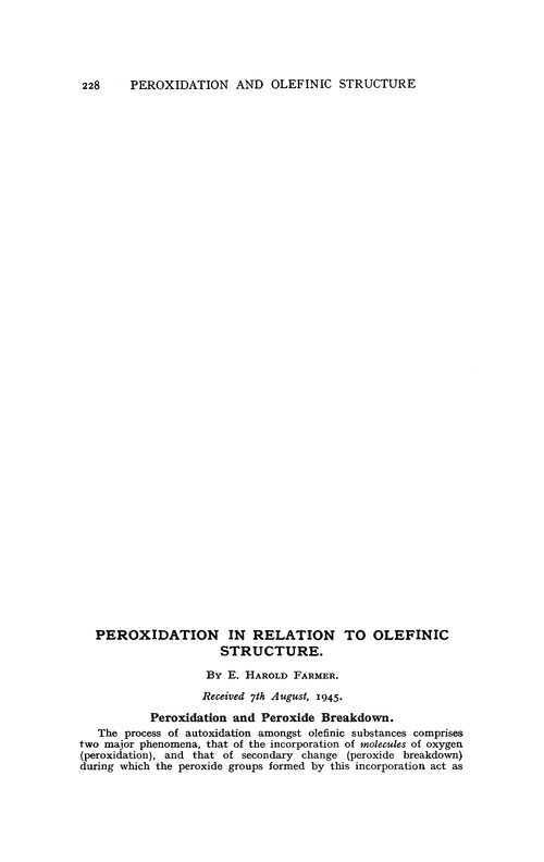 Peroxidation in relation to olefinic structure